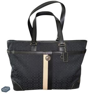Coach Vintage Black/Royal Blue Voyager Signature Multifunction Tote/Diaper Bag
